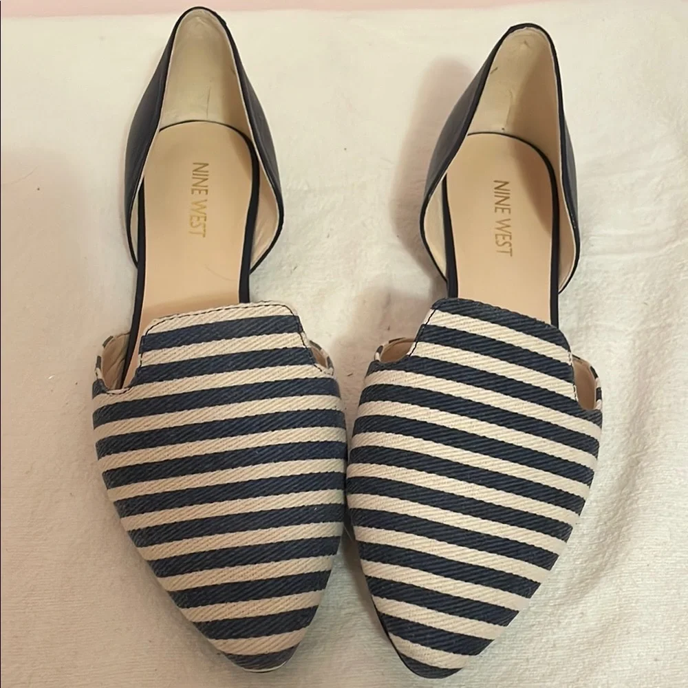 Nine West Women's Striped Flats - Navy and White - Picture 1 of 6